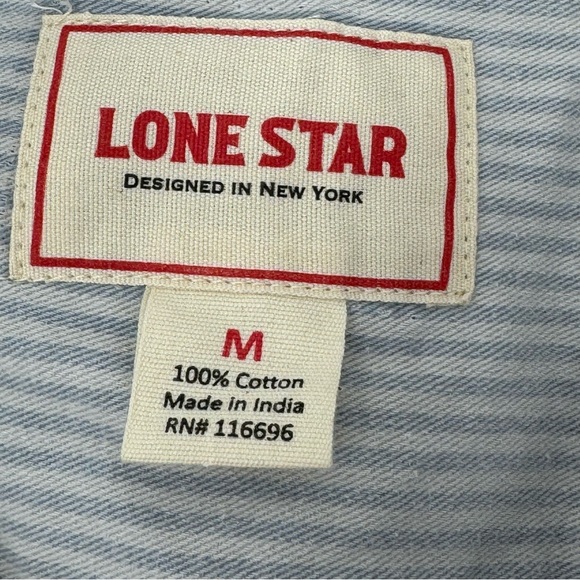 Lone Star Designed by NY Denim Sleeveless Tie Bottom M NWT Snaps Stripes Cotton - Picture 6 of 7